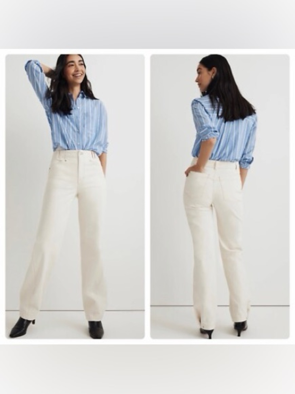Madewell Wide-Leg High-Rise Jeans in Cream